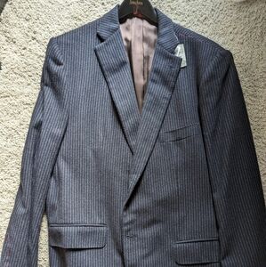 Isaia Deep Blue Stripe Angora Cashmere Blend Blazer